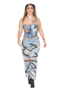 Denim Studded Corset
