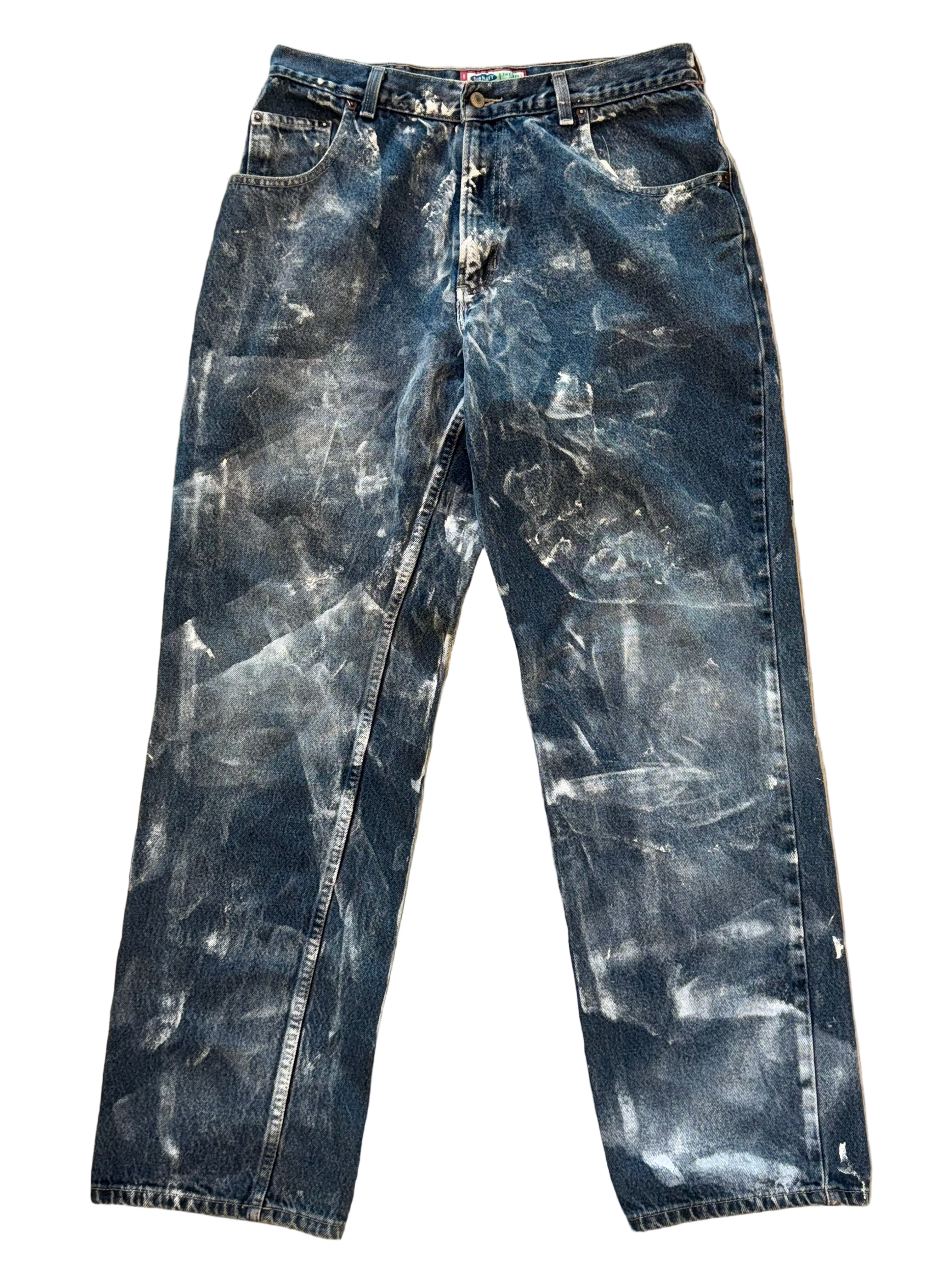 Blue acid-wash jeans 