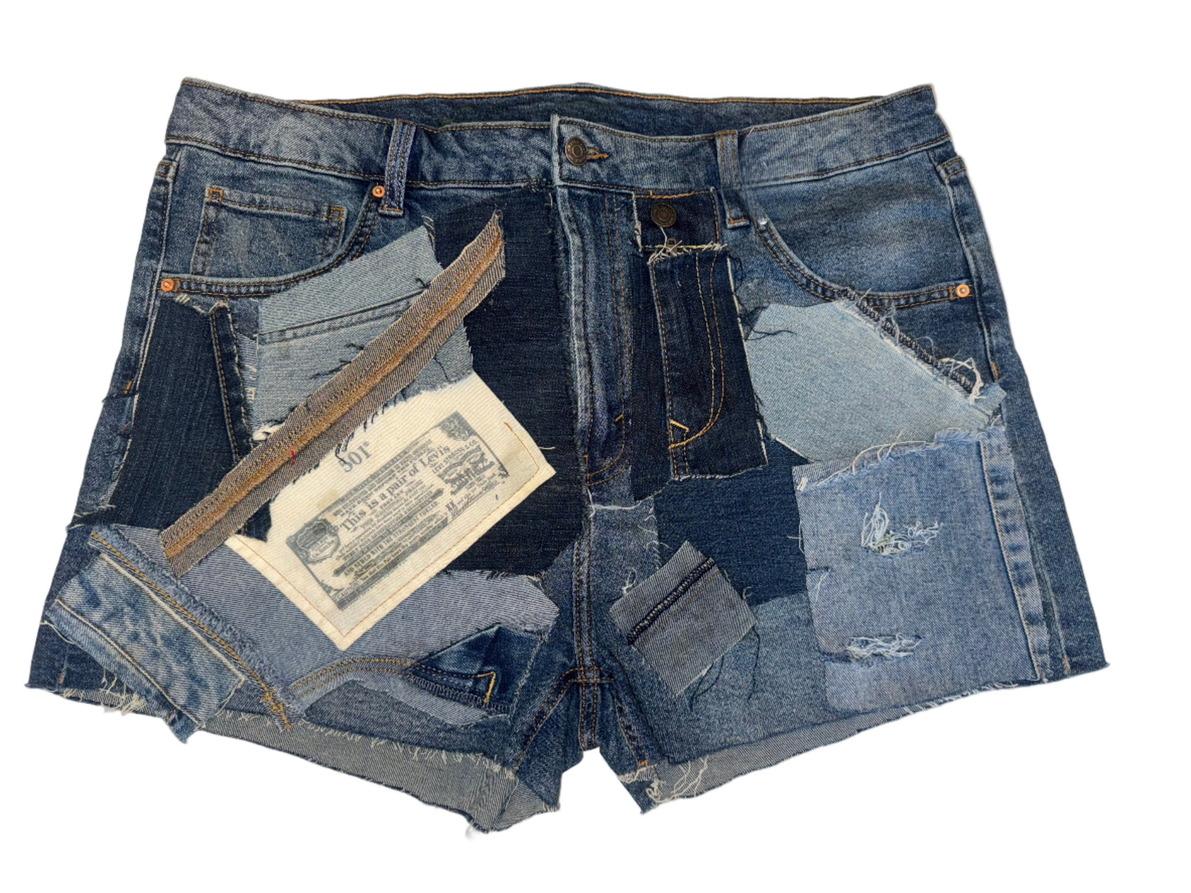 Denim Patchwork Shorts