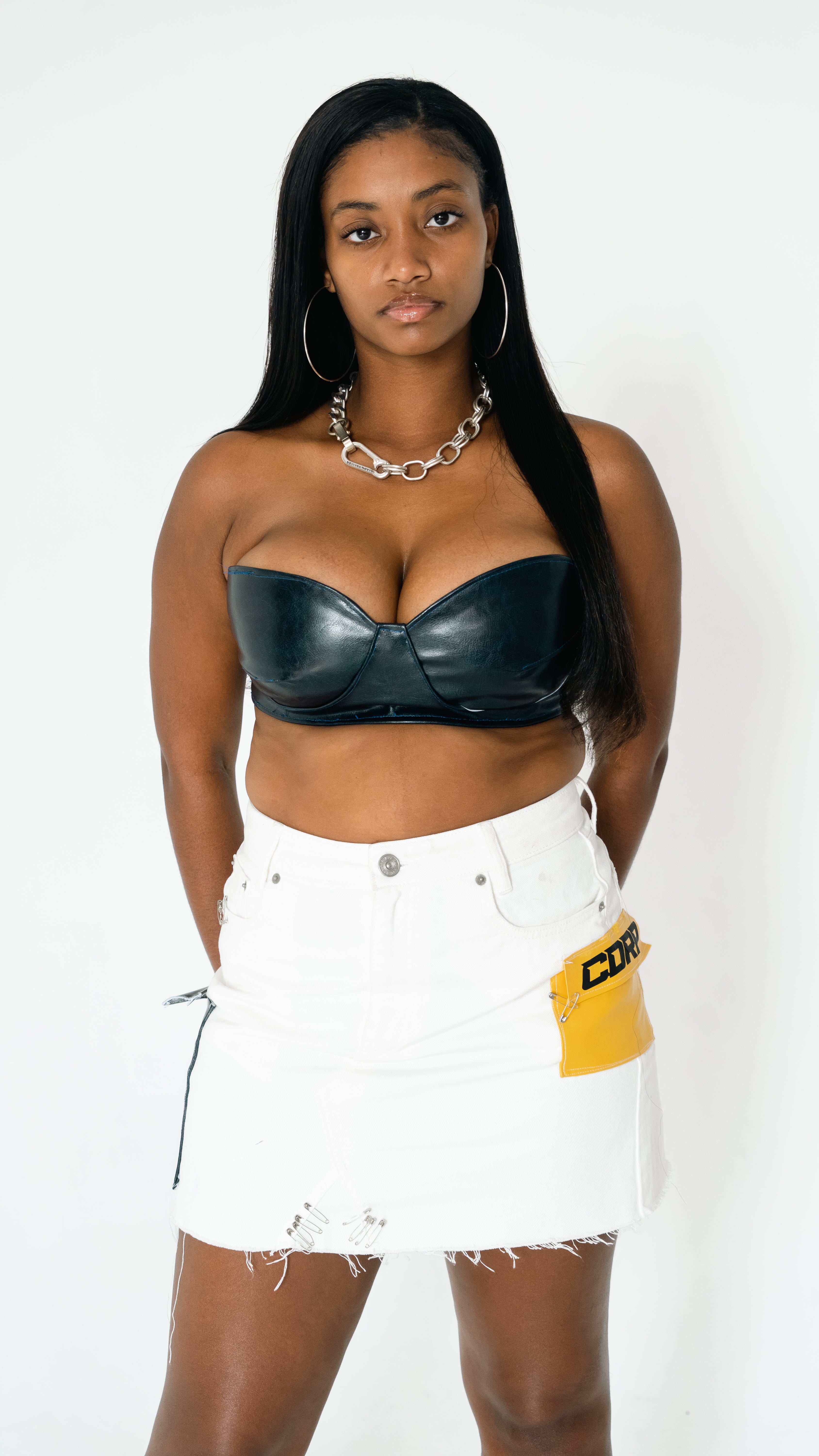 Denim Cargo Skirt Set